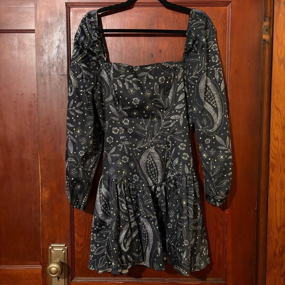 Maeve Long-Sleeve Square-Neck Drop-Waist Mini Dress - NWOT - Size Medium - Picture 3 of 8